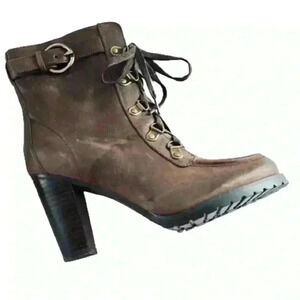 Charles David Brown  Leather Booties Combat Boots for Women Size 7